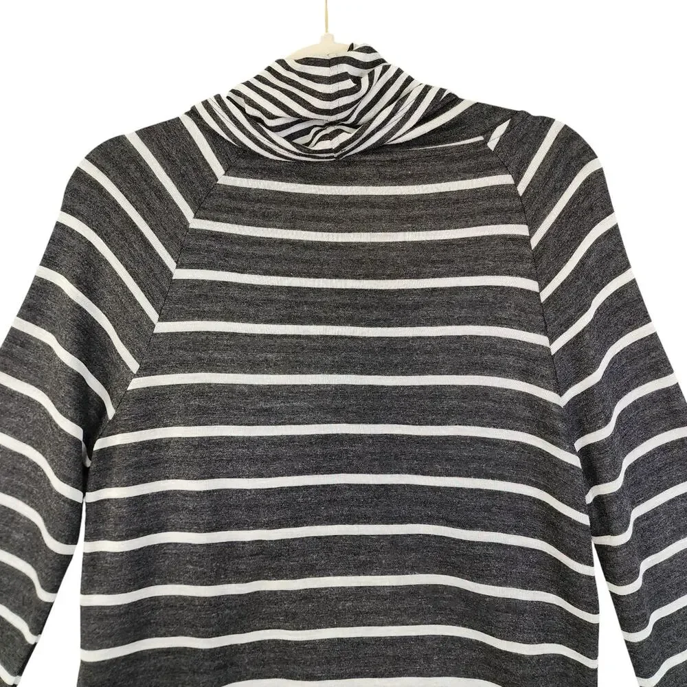 Chicos Zenergy Womens Striped Cowl Neck Tunic Sweater Size Small‎ Heather Gray